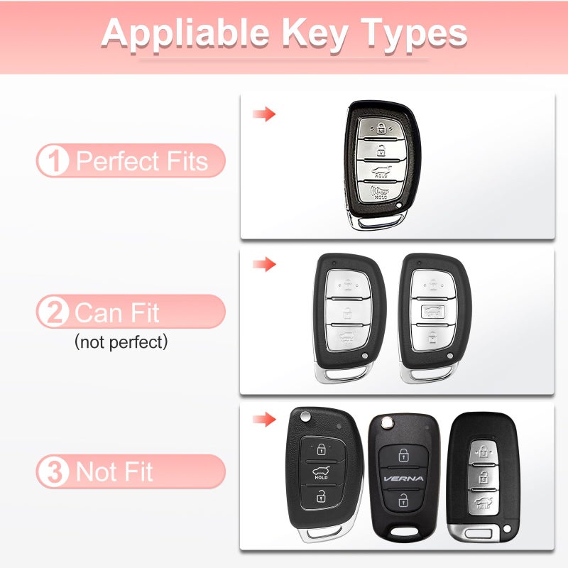 Pangpai Pink Key Fob Cover for Hyundai, Soft TPU Key Case Protection with Bling Keychain Fit for lantra Ioniq Sonata Tucson Elantra GT - Image 2